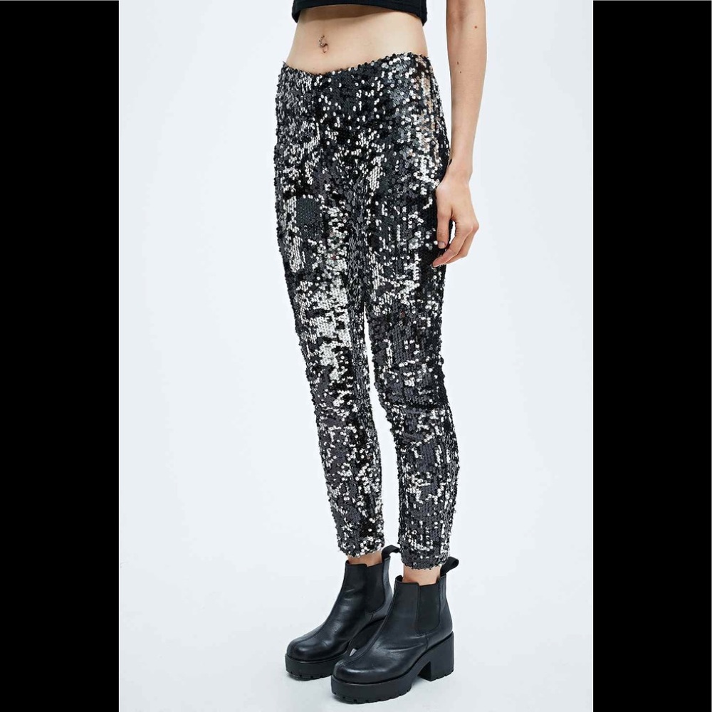 SILENCE + NOISE sequin skinny pants NEW with tags